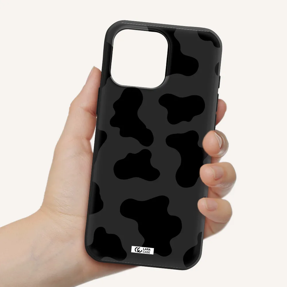 Cow Print Apple Iphone 16 Pro Max Silicone Black Case