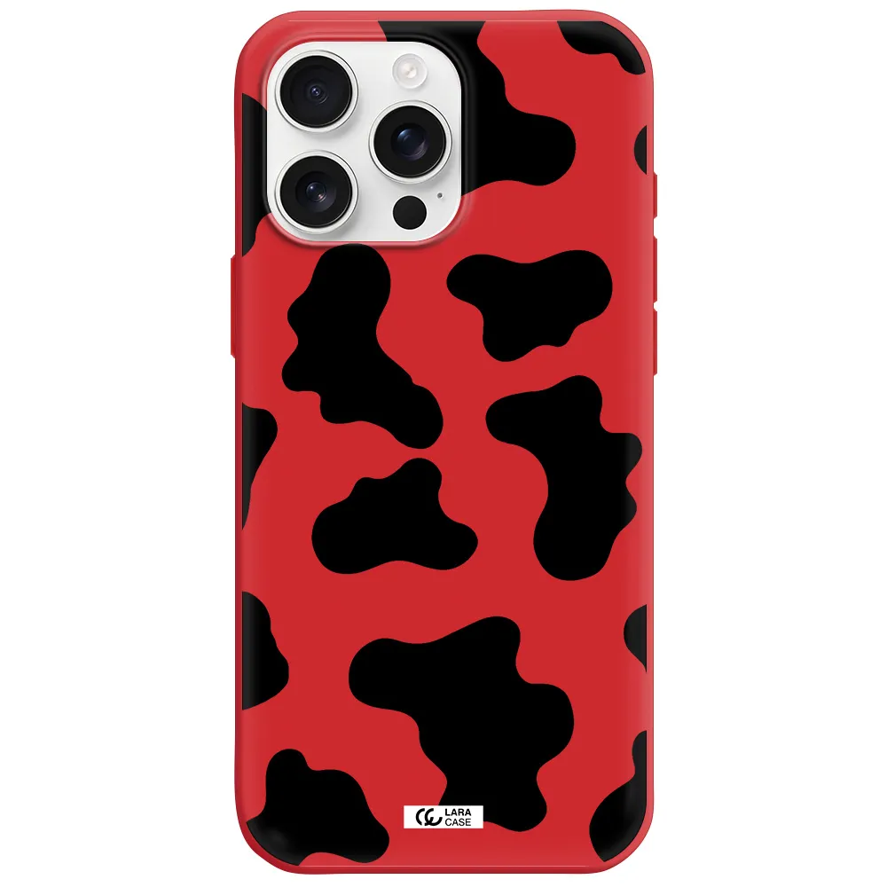 Cow Print Apple Iphone 16 Pro Max Silicone Imperial Red Case
