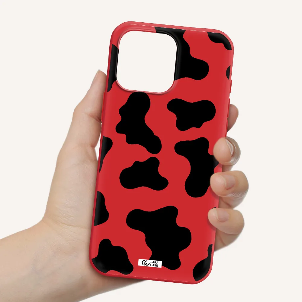 Cow Print Apple Iphone 16 Pro Max Silicone Imperial Red Case