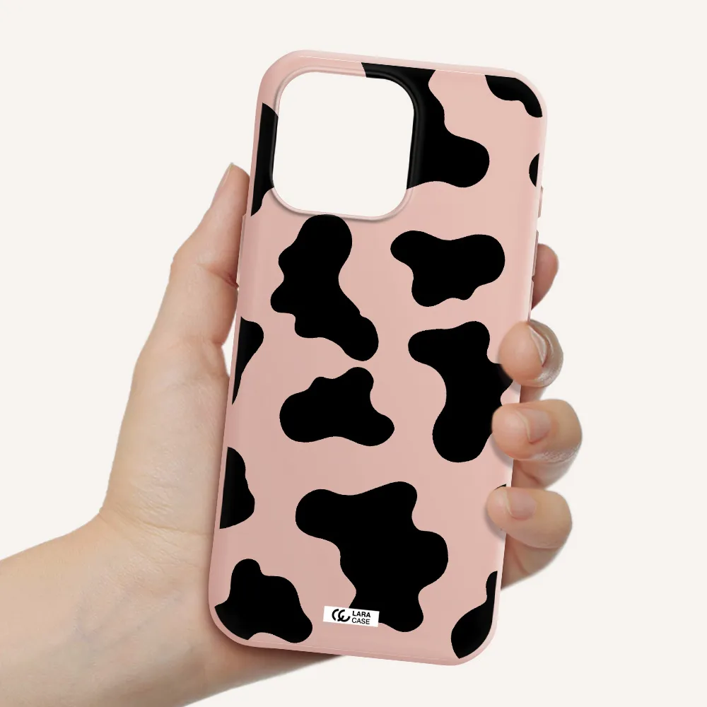Cow Print Apple Iphone 16 Pro Max Silicone Pastel Pink Case