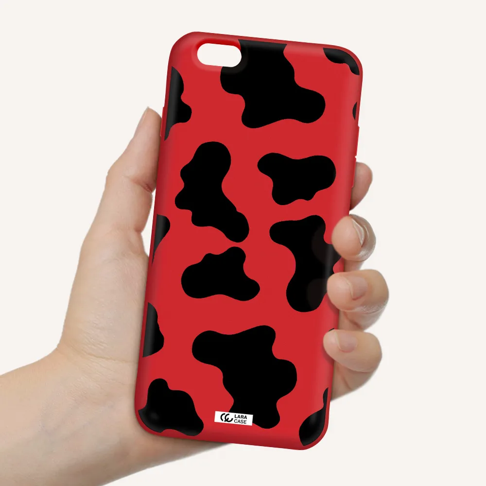 Cow Print Apple iPhone 6 plus Silicone Imperial Red Case