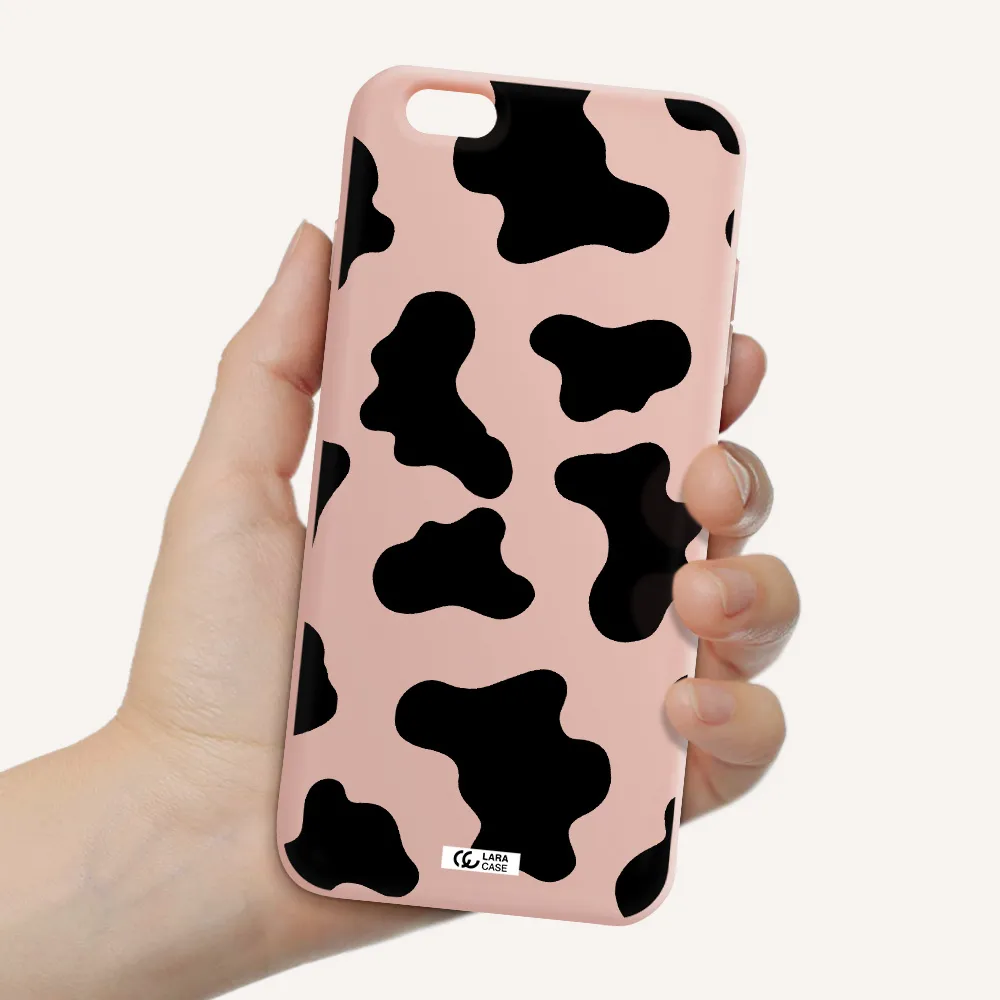 Cow Print Apple iPhone 6 plus Silicone pastel pink Case