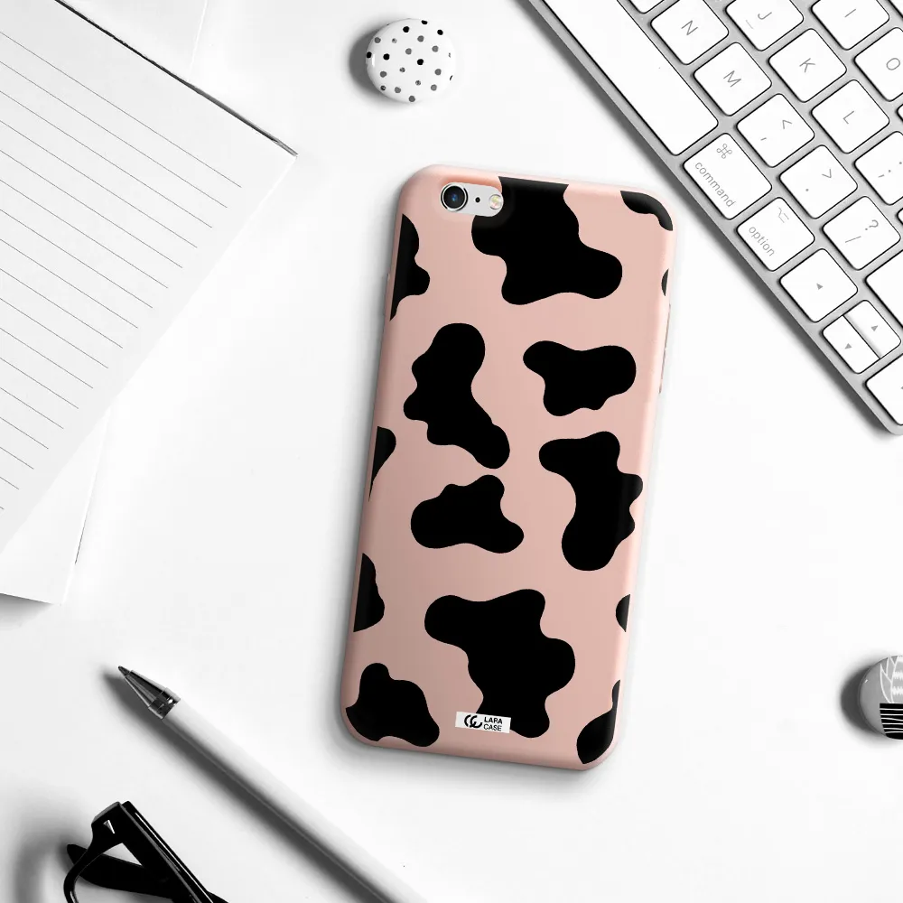 Cow Print Apple iPhone 6 plus Silicone pastel pink Case