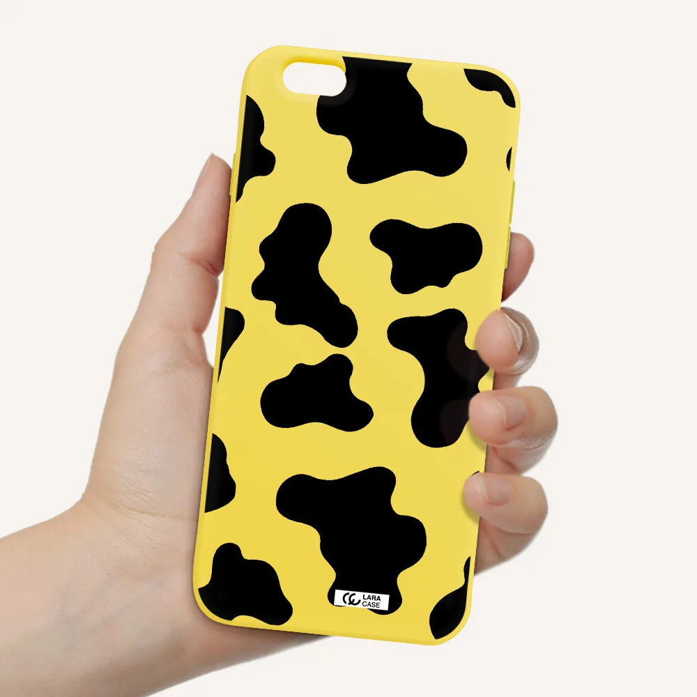 Cow Print Apple iPhone 6 s plus Silicone canary yellow Case