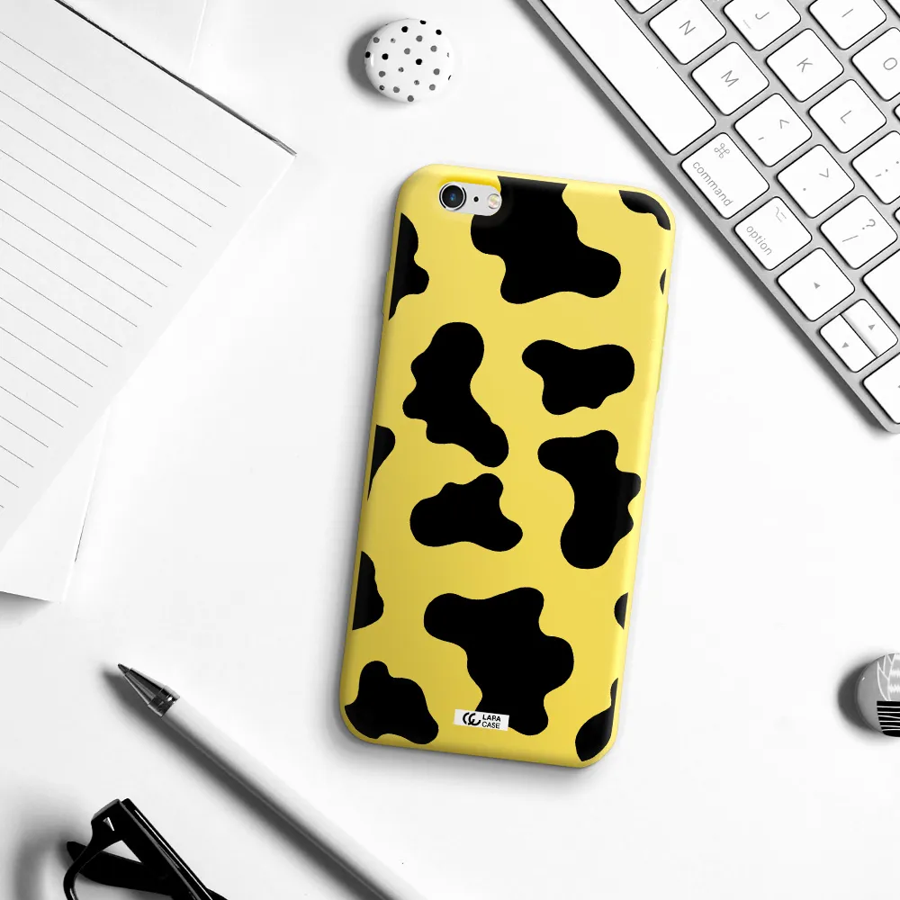 Cow Print Apple iPhone 6 s plus Silicone canary yellow Case