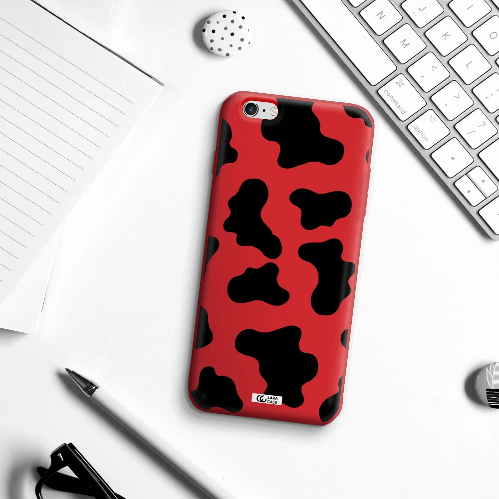 Cow Print Apple iPhone 6 s plus Silicone Imperial Red Case