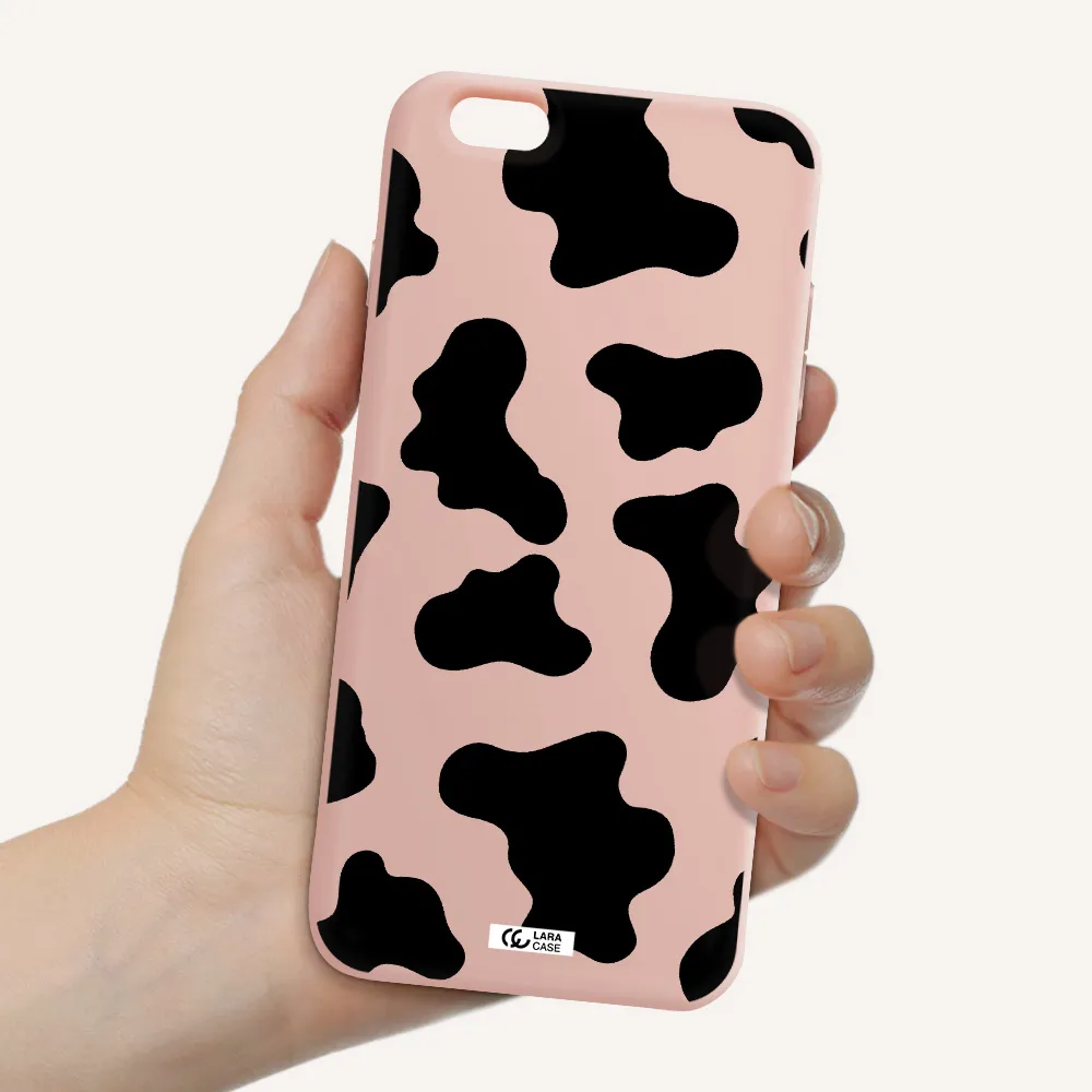 Cow Print Apple iPhone 6 s plus Silicone pastel pink Case