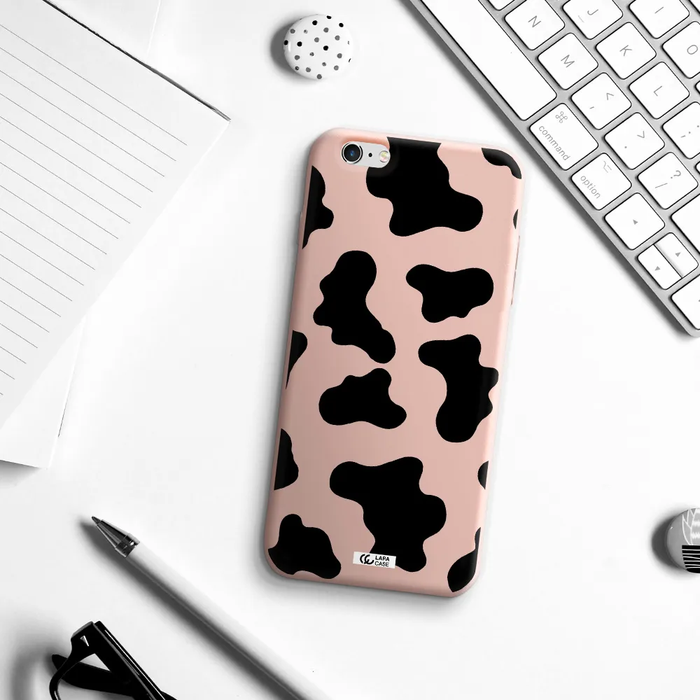 Cow Print Apple iPhone 6 s plus Silicone pastel pink Case