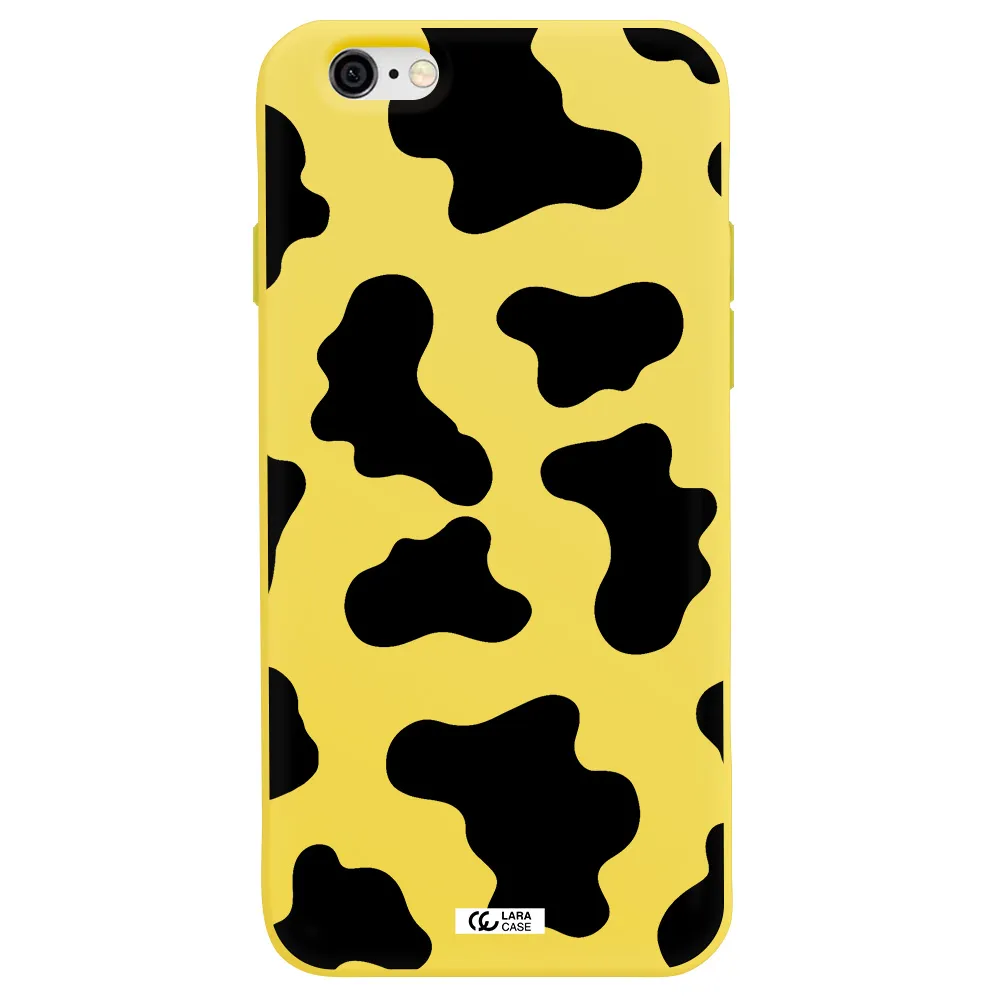 Cow Print Apple iPhone 6 Silicone canary yellow Case