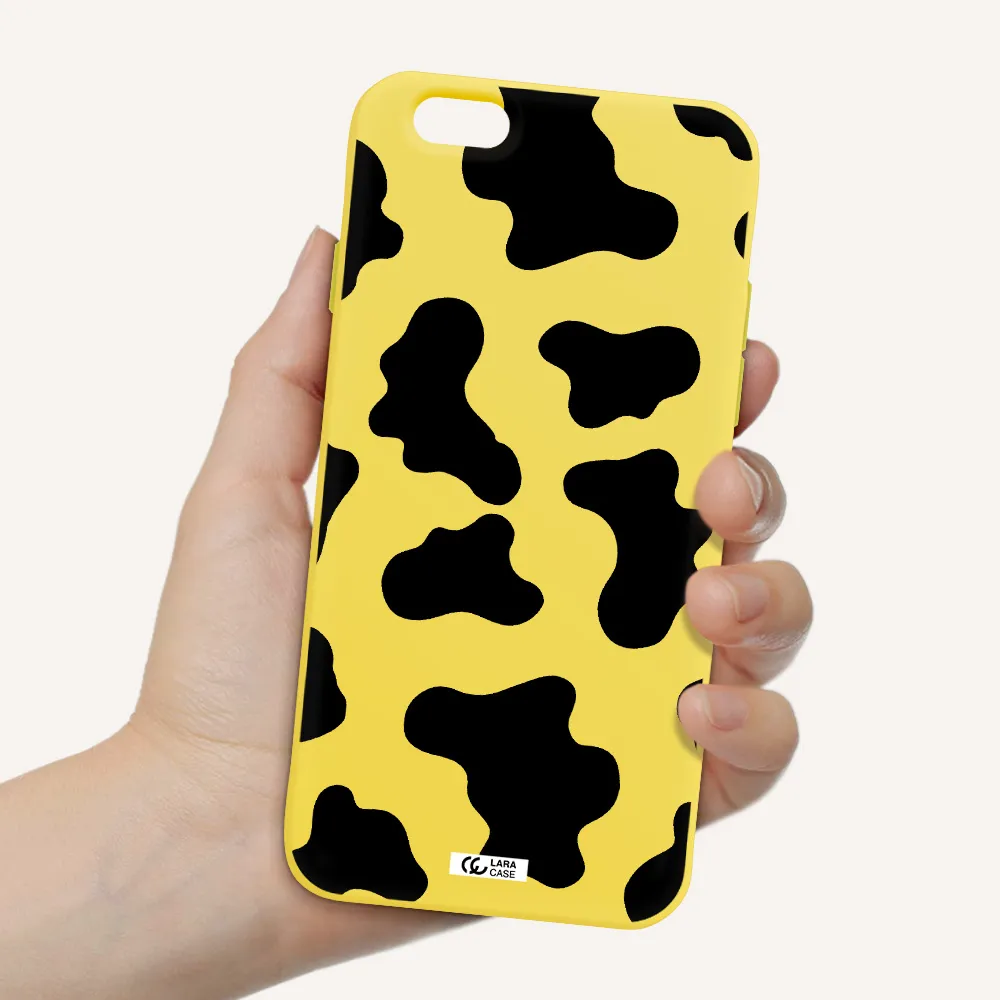 Cow Print Apple iPhone 6 Silicone canary yellow Case