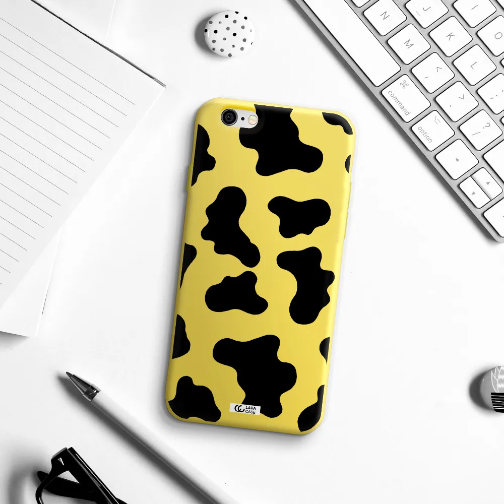 Cow Print Apple iPhone 6 Silicone canary yellow Case
