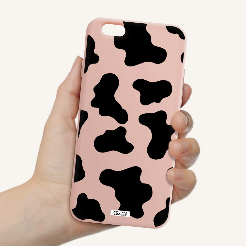 Cow Print Apple iPhone 6 Silicone pastel pink Case