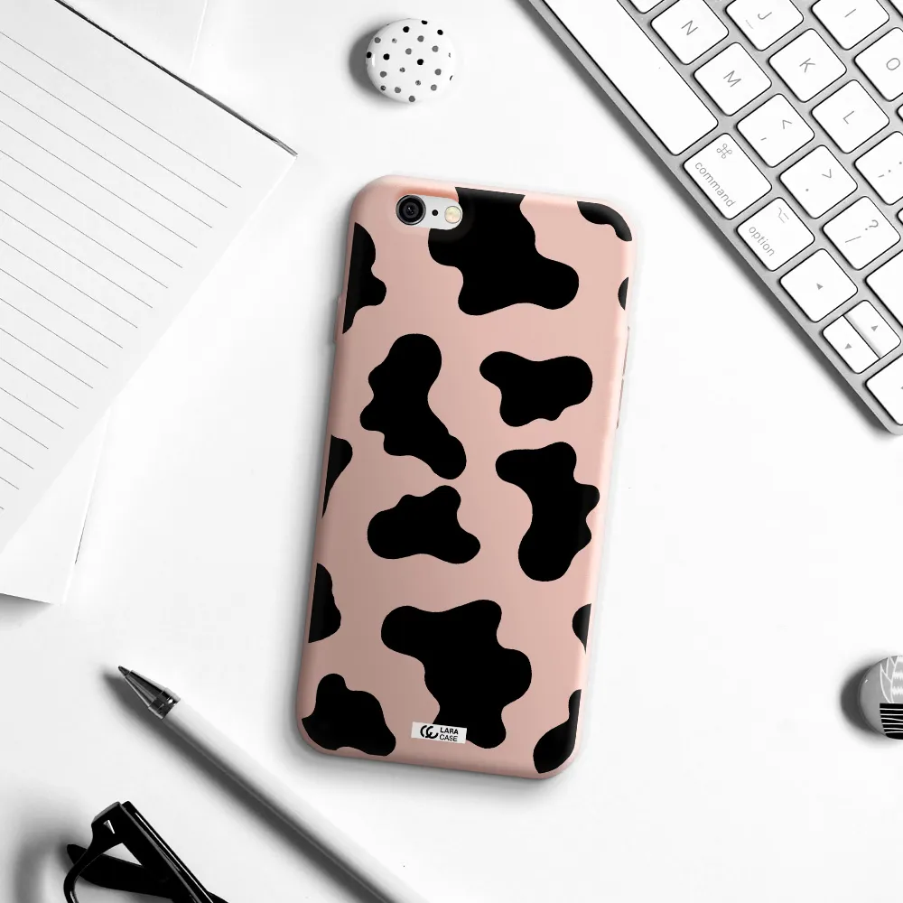 Cow Print Apple iPhone 6 Silicone pastel pink Case