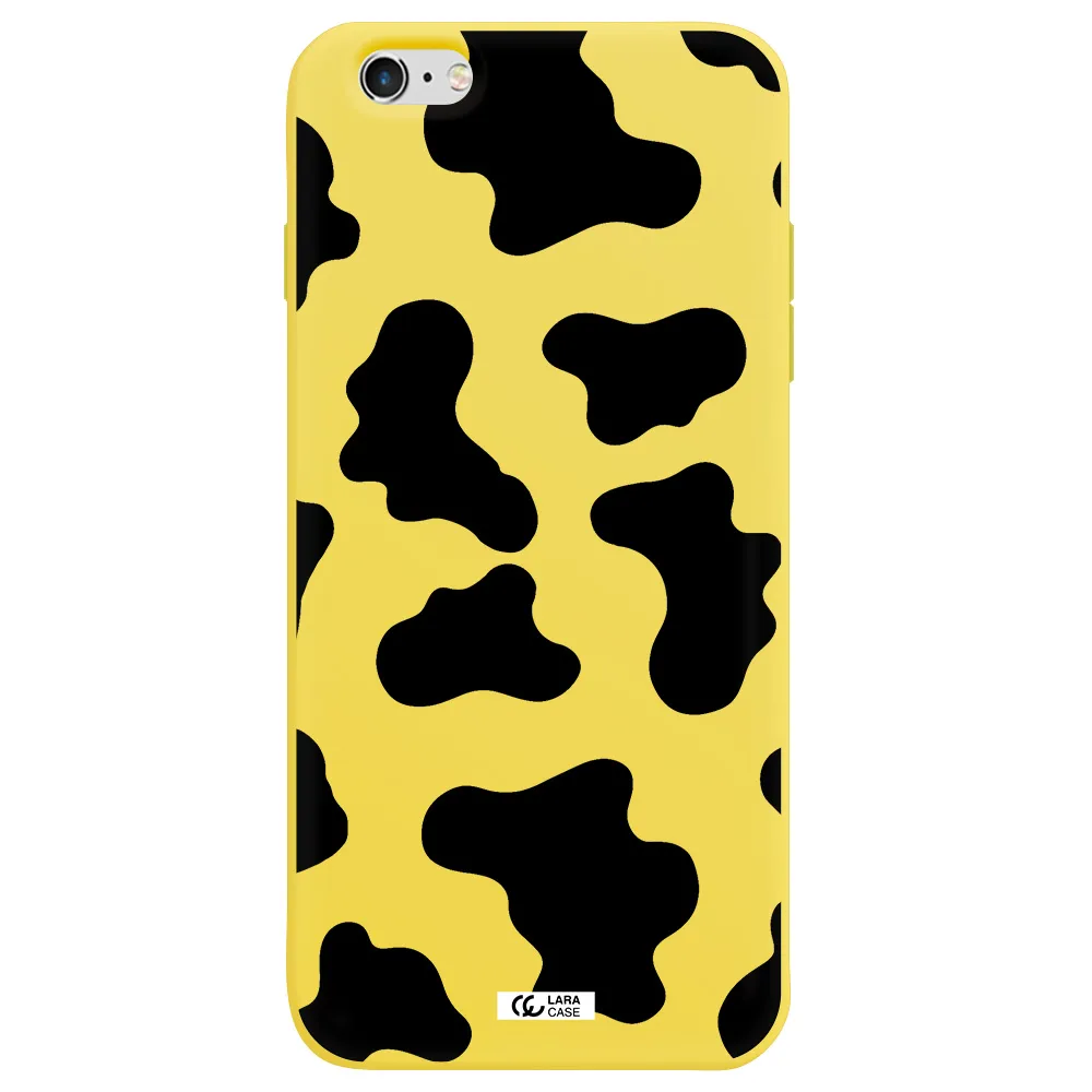 Cow Print Apple iPhone 6S Silicone canary yellow Case