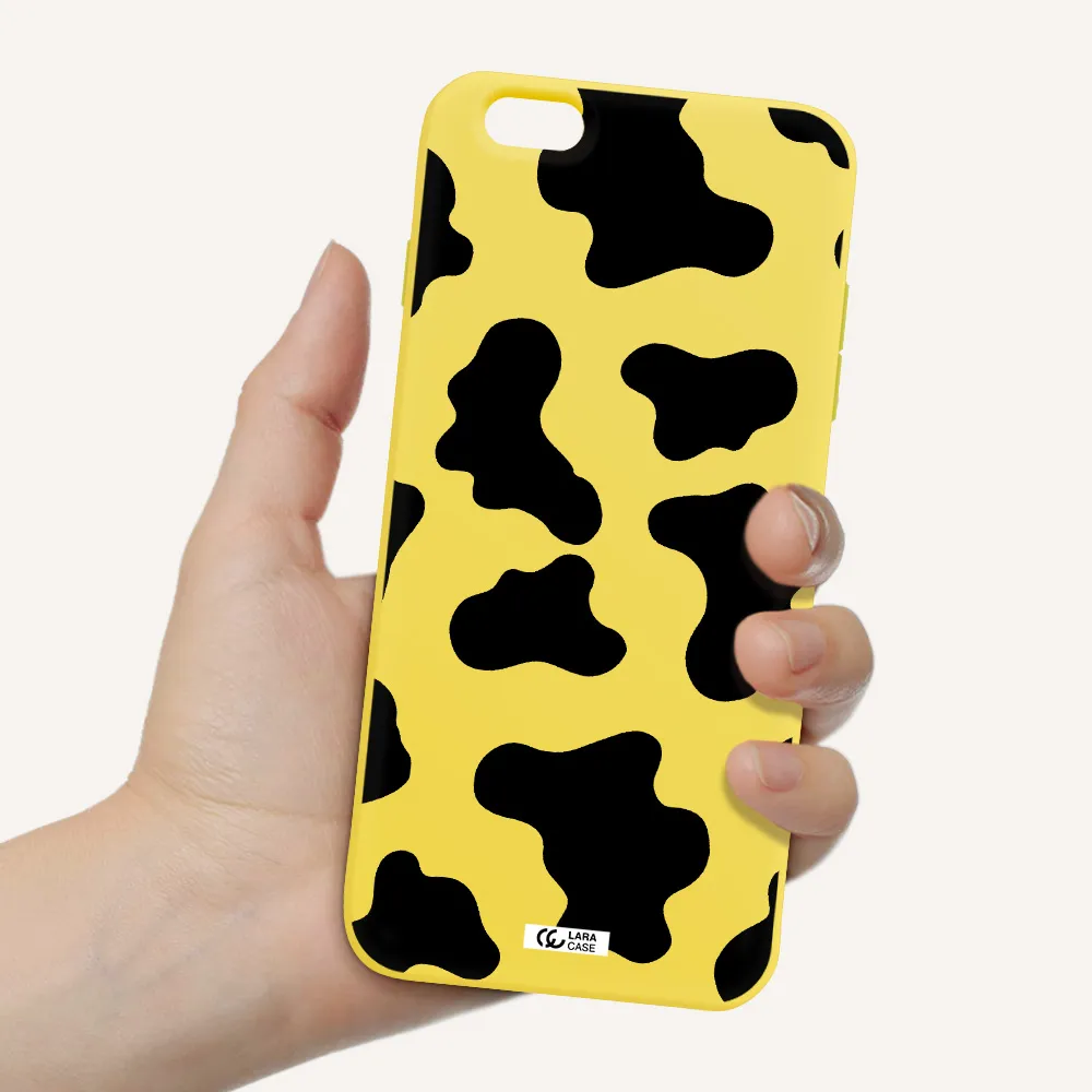 Cow Print Apple iPhone 6S Silicone canary yellow Case