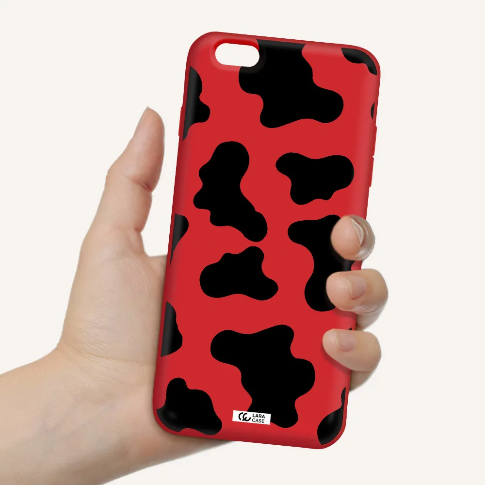 Cow Print Apple iPhone 6S Silicone Imperial Red Case
