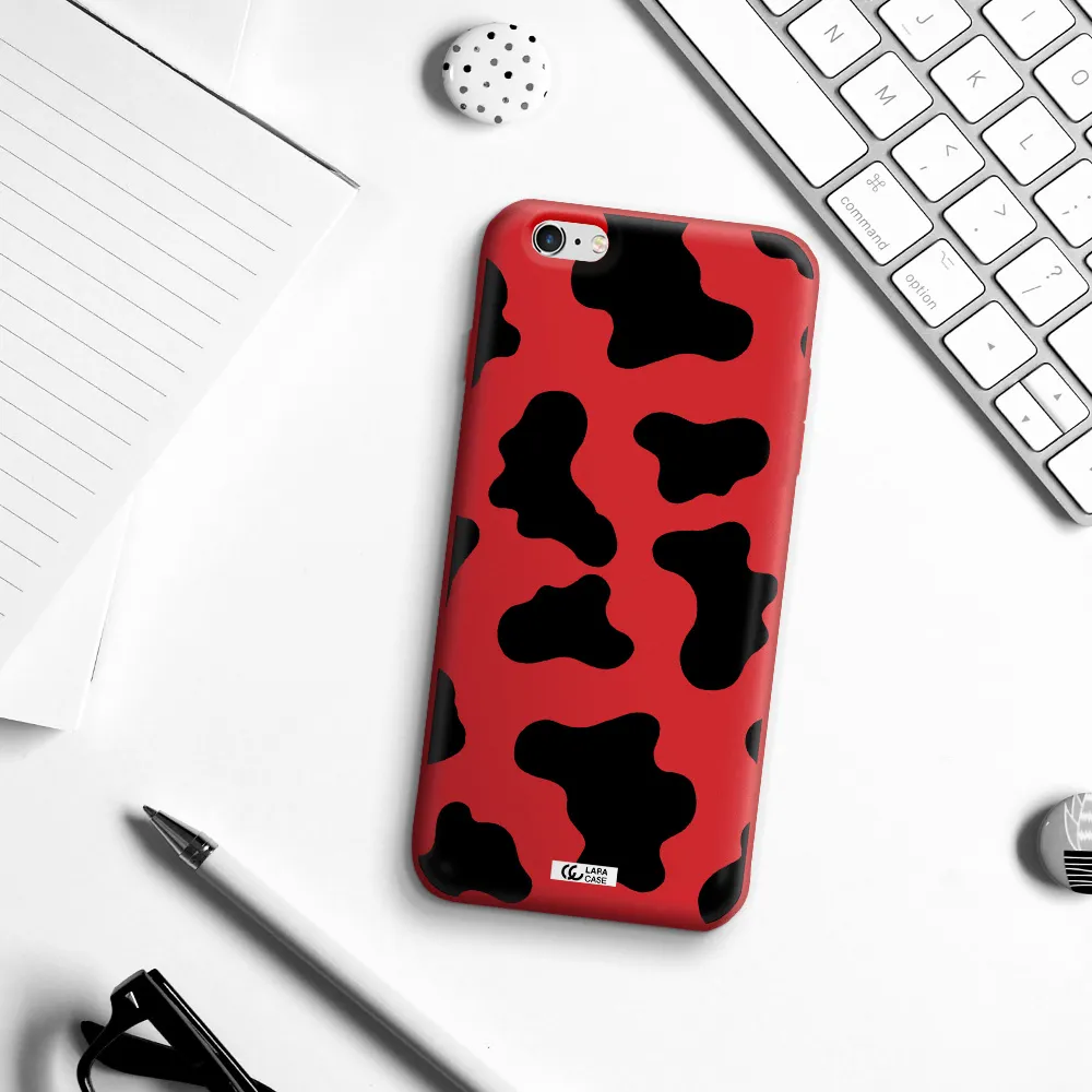 Cow Print Apple iPhone 6S Silicone Imperial Red Case
