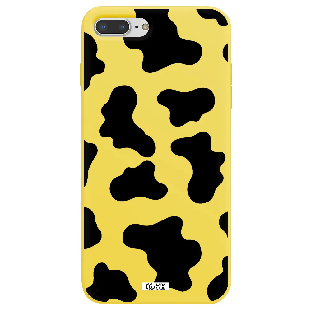 Cow Print Apple iPhone 7 plus Silicone canary yellow Case