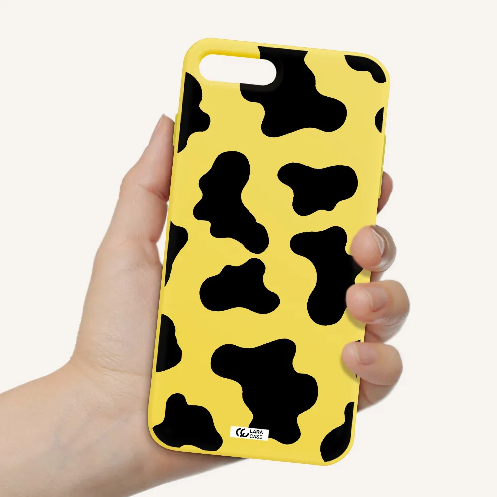 Cow Print Apple iPhone 7 plus Silicone canary yellow Case