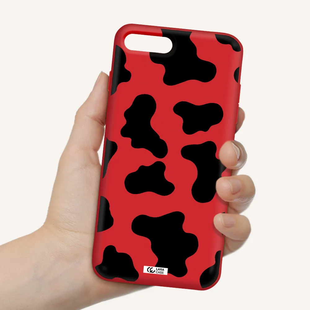 Cow Print Apple iPhone 7 plus Silicone Imperial Red Case