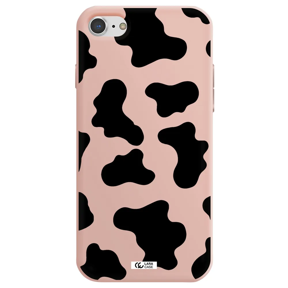 Cow Print Apple iPhone 7 Silicone pastel pink Case