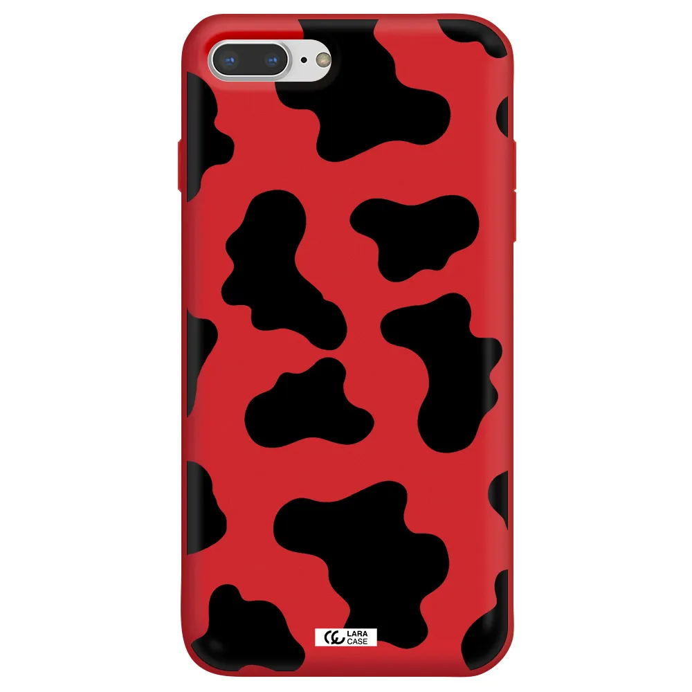 Cow Print Apple iPhone 8 plus Silicone Imperial Red Case