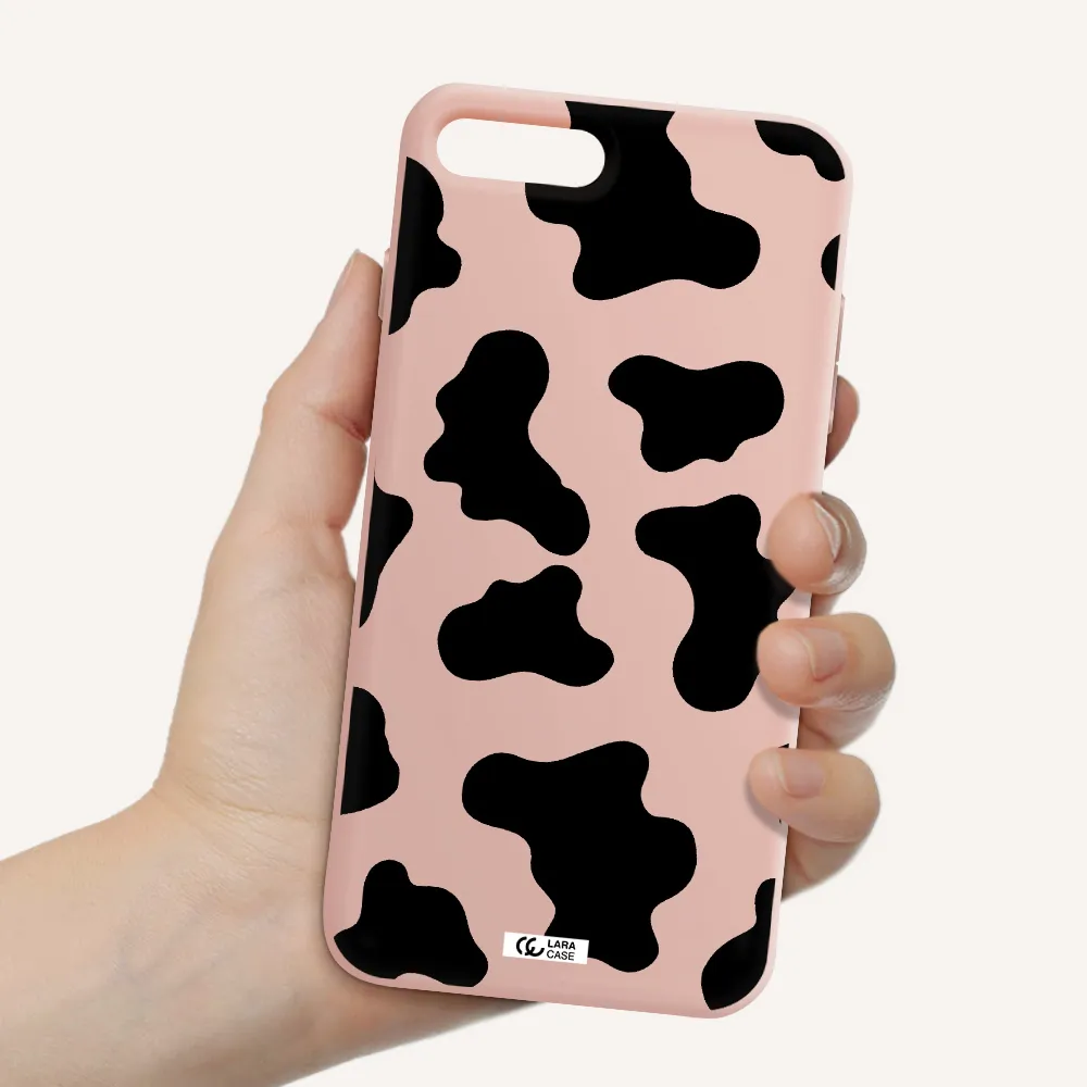 Cow Print Apple iPhone 8 plus Silicone pastel pink Case