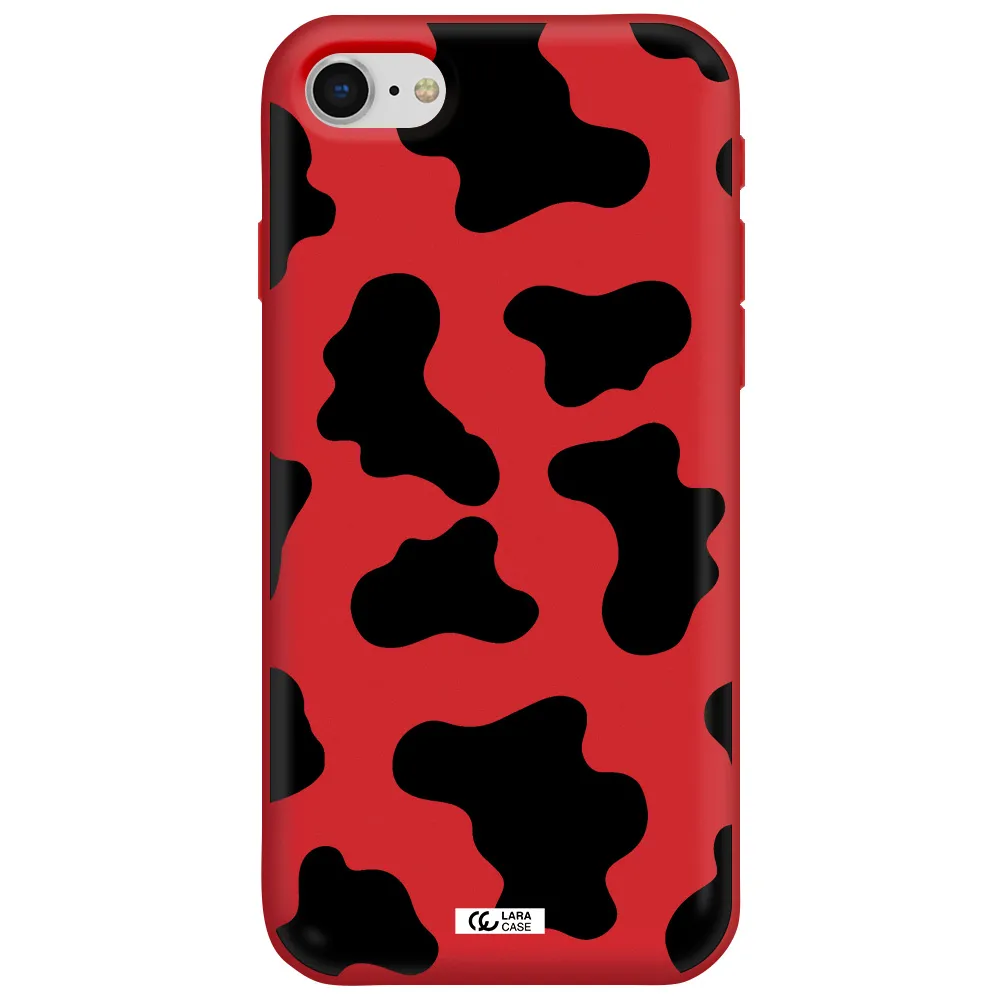 Cow Print Apple iPhone se 2020 Silicone Imperial Red Case