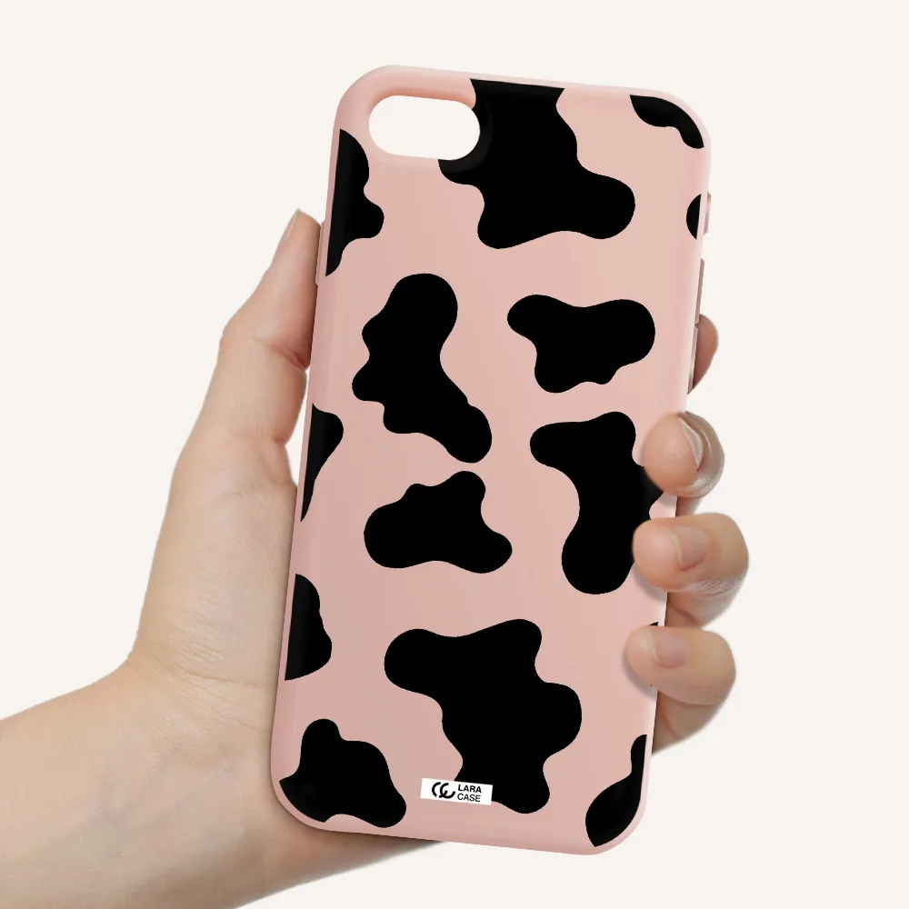 Cow Print Apple iPhone se 2020 Silicone pastel pink Case