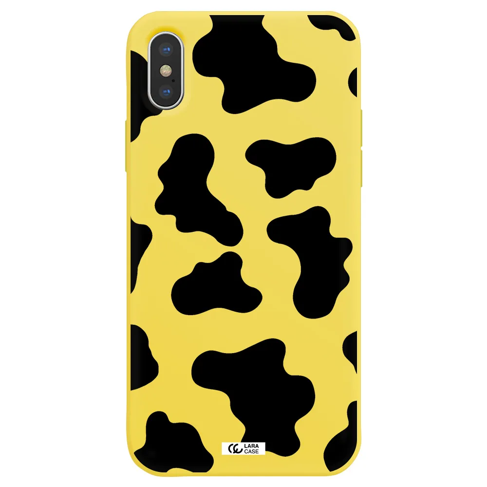 Cow Print Apple iPhone X Silicone canary yellow Case
