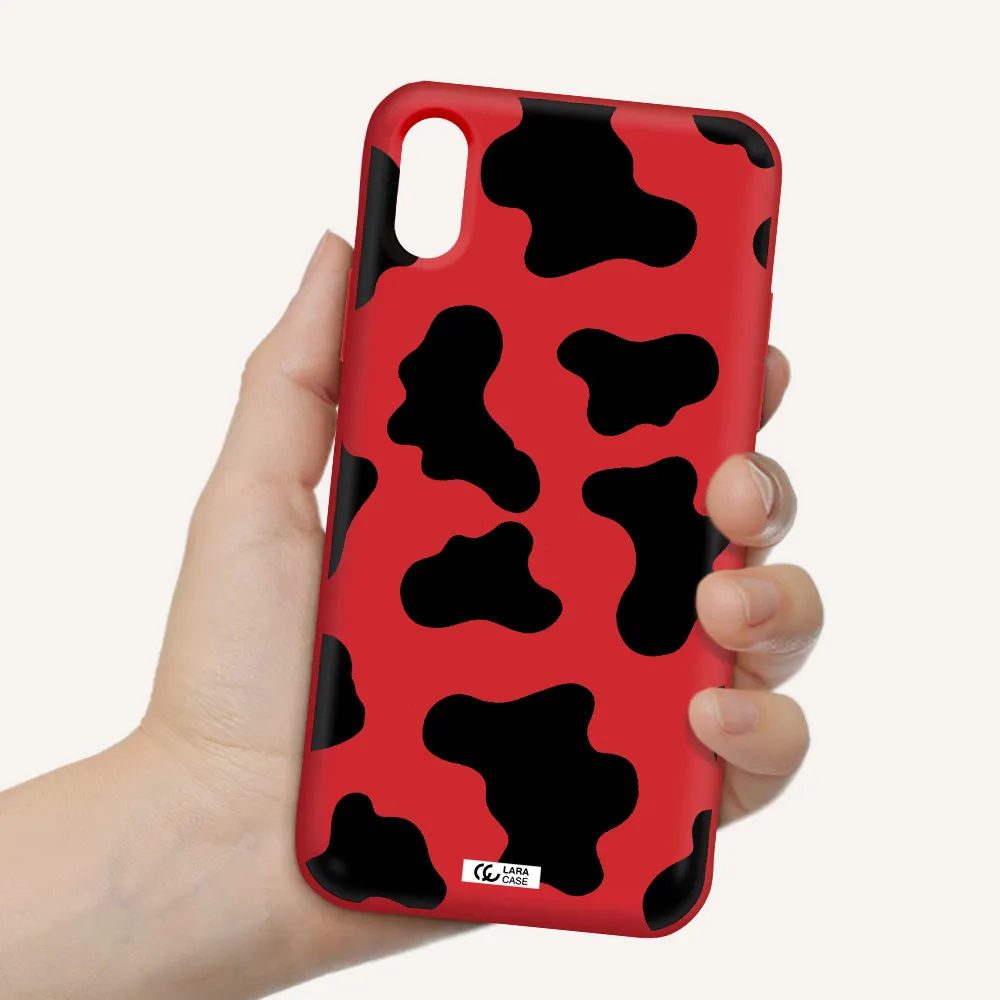 Cow Print Apple iPhone X Silicone Imperial Red Case