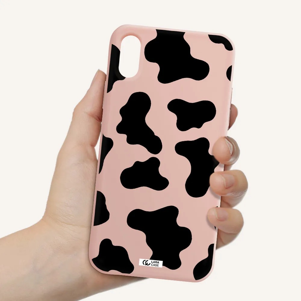 Cow Print Apple iPhone XS Silicone pastel pink Case