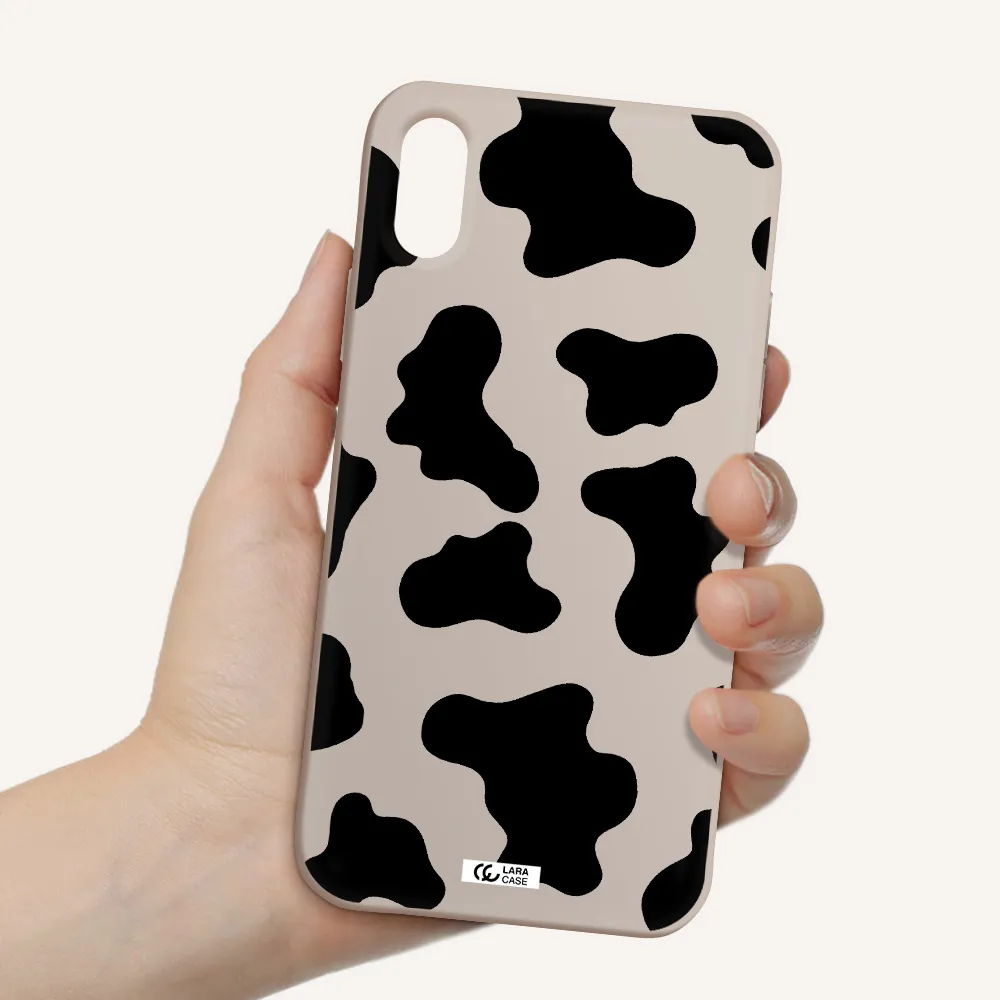 Cow Print Apple iPhone XS Silicone Stone Case