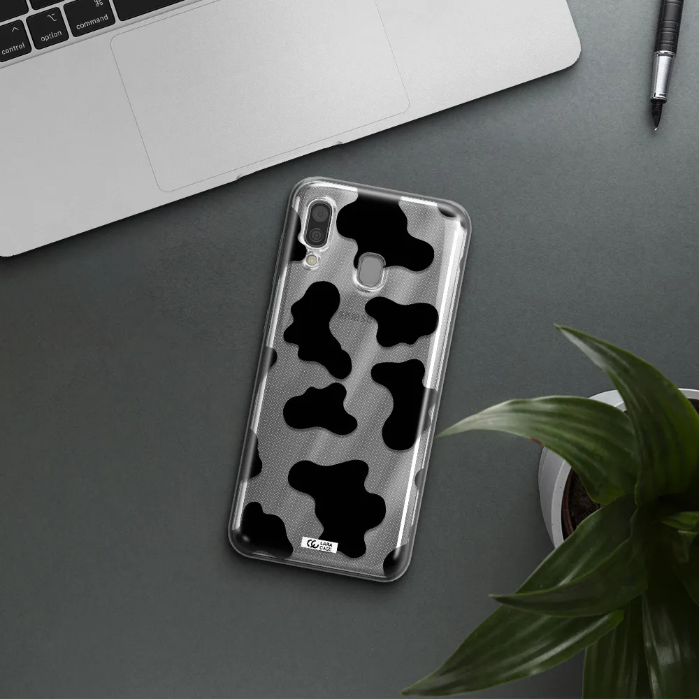 Cow Print Samsung A30 Clear TPU Case