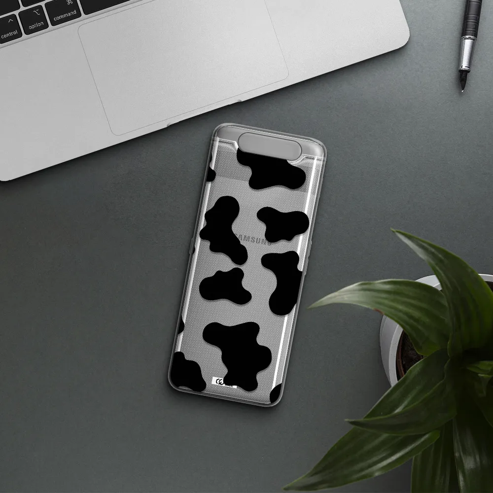 Cow Print Samsung A80 Clear TPU Case