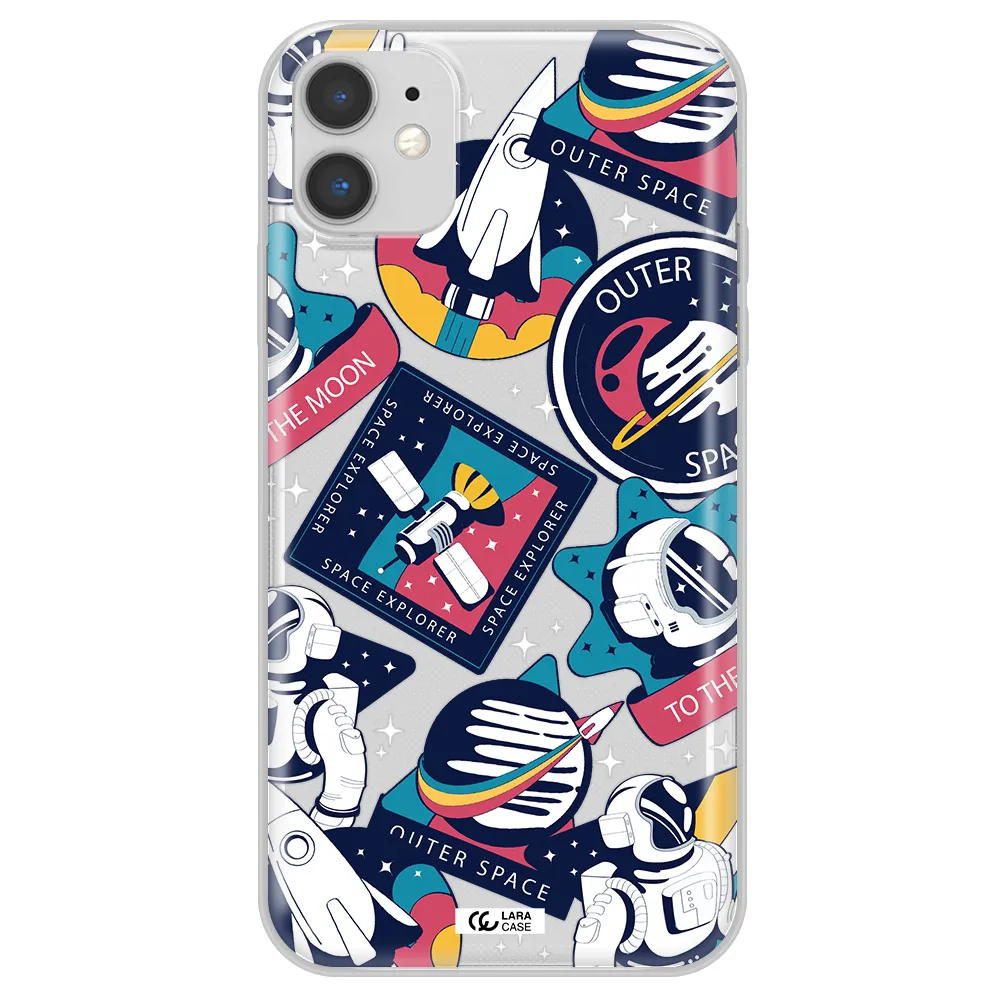 Astronaut Stickers Apple iPhone 11 Clear TPU Case