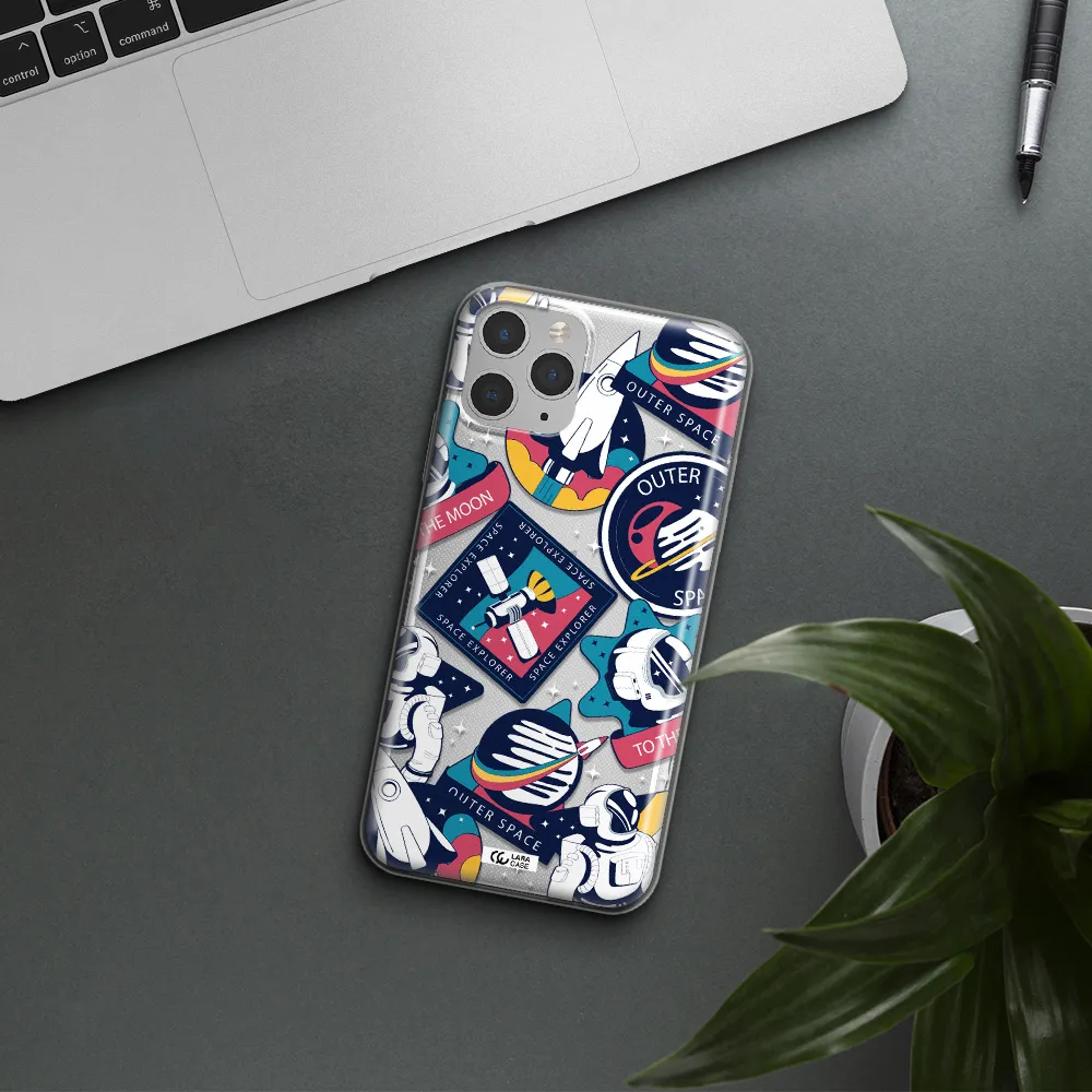 Astronaut Stickers Apple iPhone 11 pro Clear TPU Case