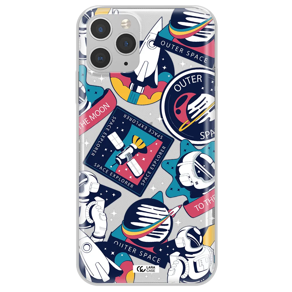 Astronaut Stickers Apple iPhone 11 pro max Clear TPU Case