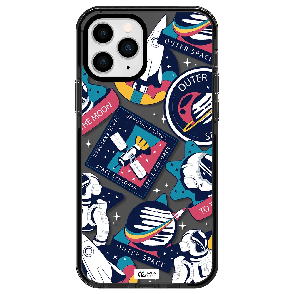 Astronaut Stickers Apple iPhone 11 pro max impact Smoke Black Case