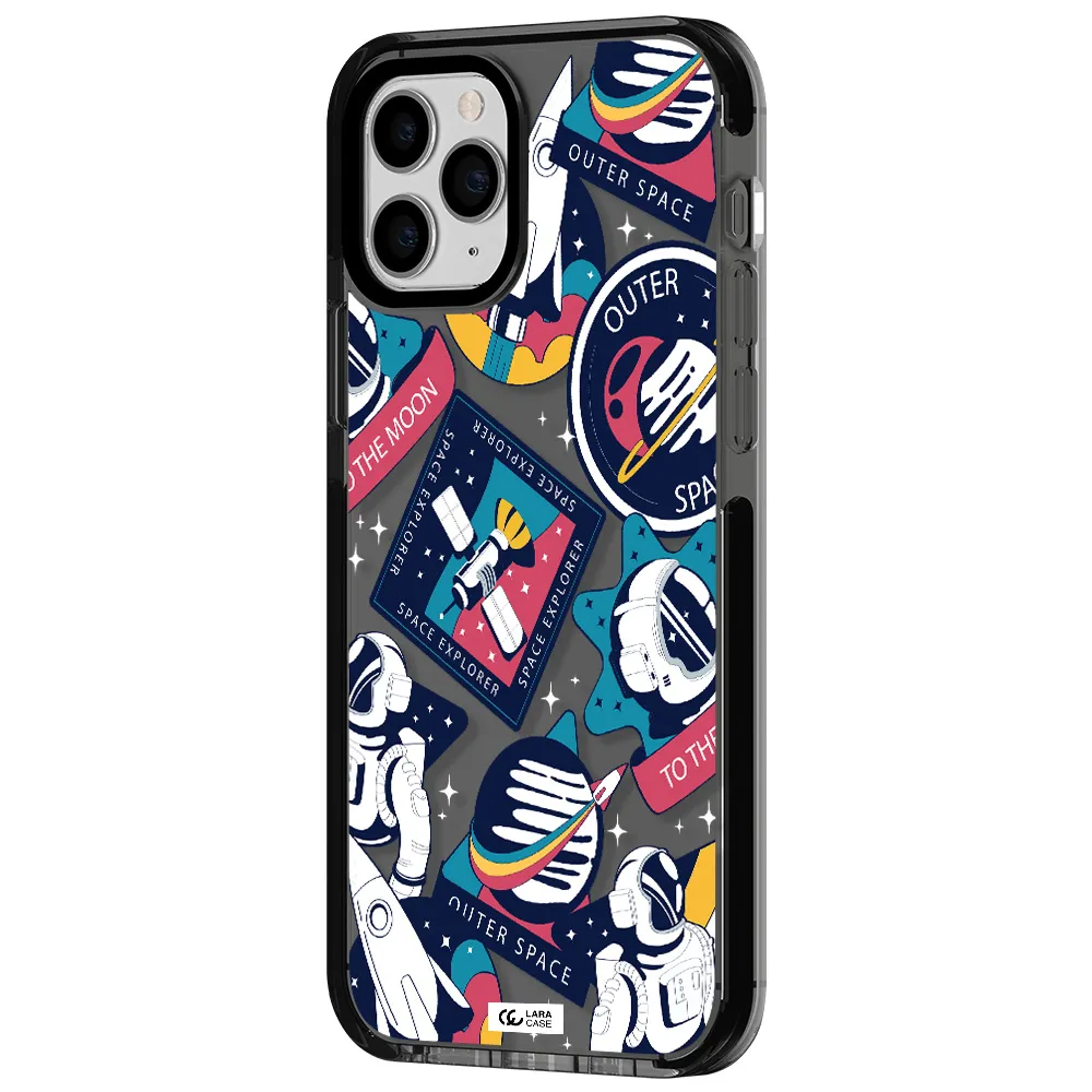Astronaut Stickers Apple iPhone 11 pro max impact Smoke Black Case
