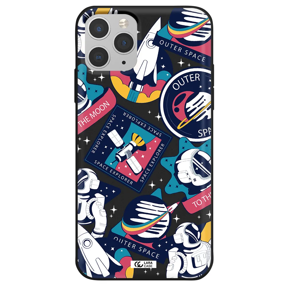 Astronaut Stickers Apple iPhone 11 pro max Silicone black Case
