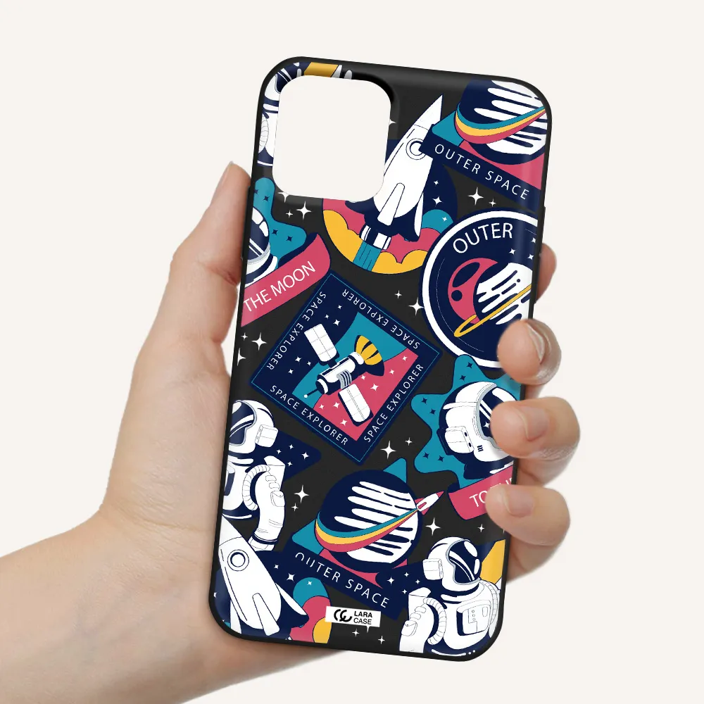 Astronaut Stickers Apple iPhone 11 pro max Silicone black Case