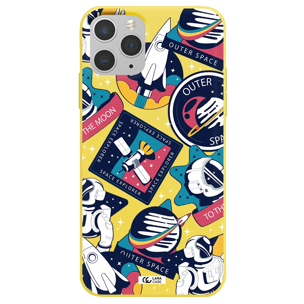 Astronaut Stickers Apple iPhone 11 pro max Silicone canary yellow Case