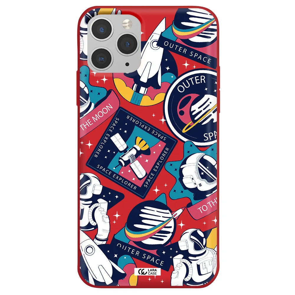 Astronaut Stickers Apple iPhone 11 pro max Silicone Imperial Red Case