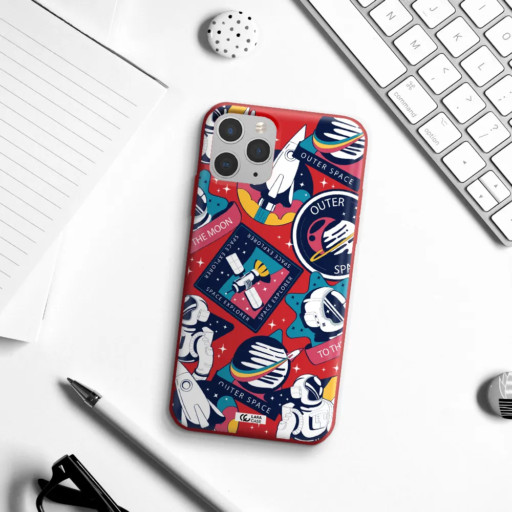 Astronaut Stickers Apple iPhone 11 pro max Silicone Imperial Red Case