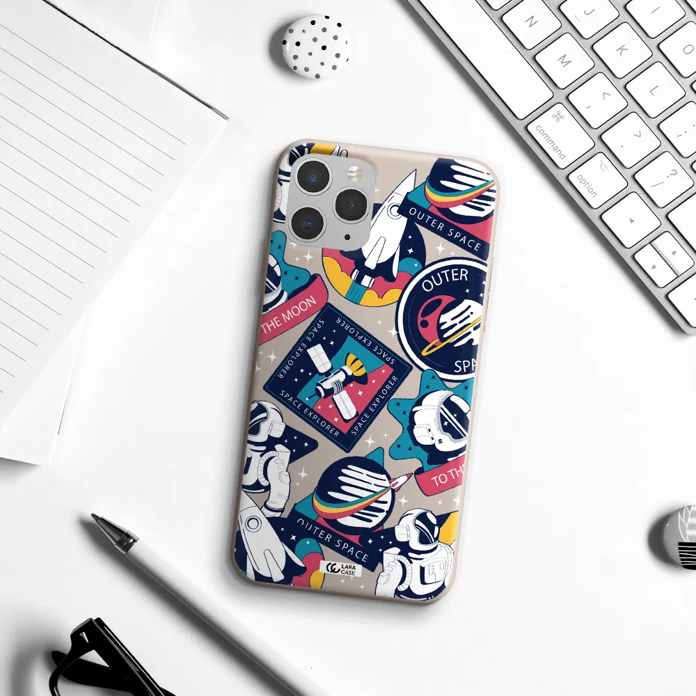 Astronaut Stickers Apple iPhone 11 pro max Silicone Stone Case