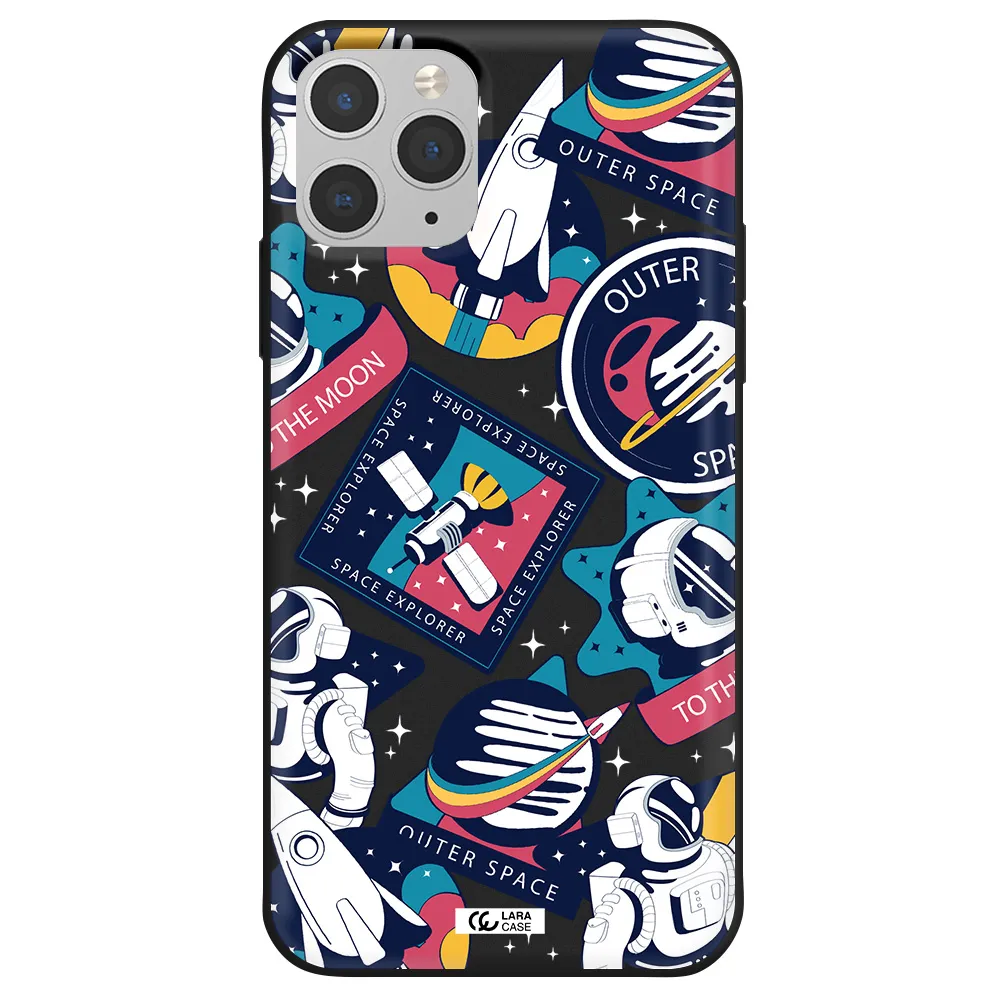 Astronaut Stickers Apple iPhone 11 pro Silicone black Case