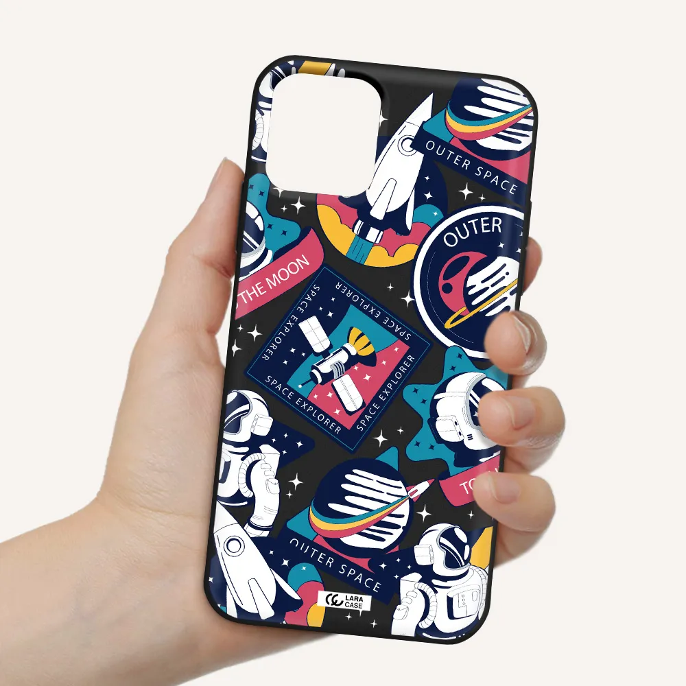 Astronaut Stickers Apple iPhone 11 pro Silicone black Case