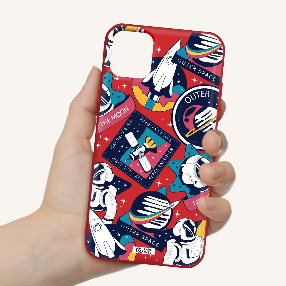 Astronaut Stickers Apple iPhone 11 Silicone Imperial Red Case
