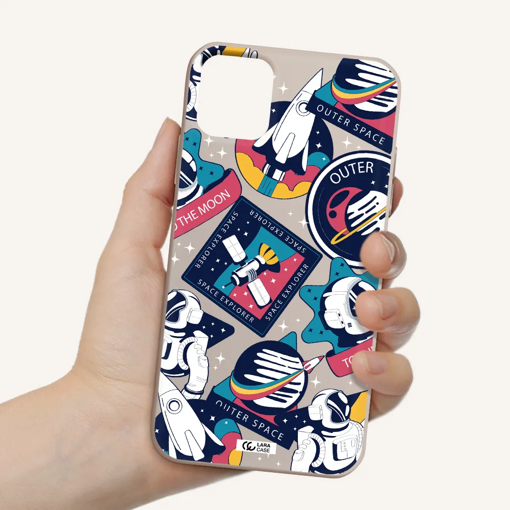 Astronaut Stickers Apple iPhone 11 Silicone Stone Case
